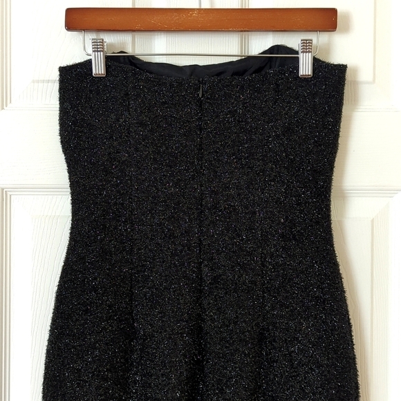 1995 Vintage Little Black Sparkle Knit Strapless Sheath Tube Mini Dress 4 - Picture 11 of 14